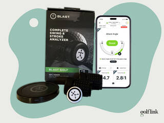 Blast Golf 3rd Gen Sensor, box, sleeve and app