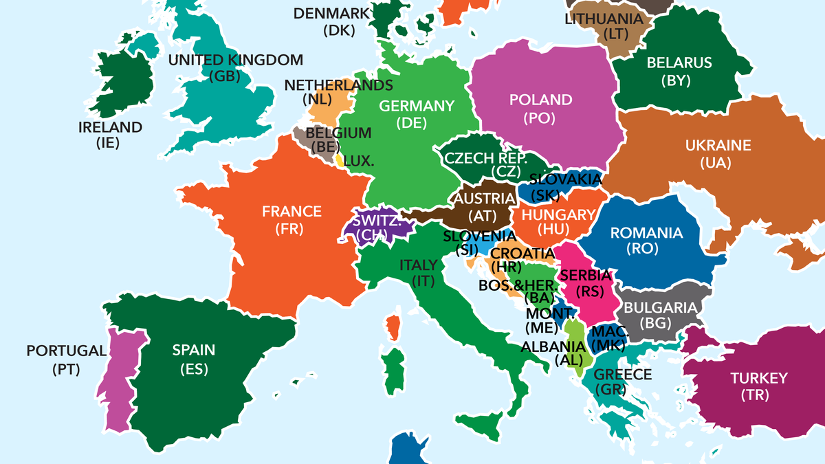 European Union Country two letter codes