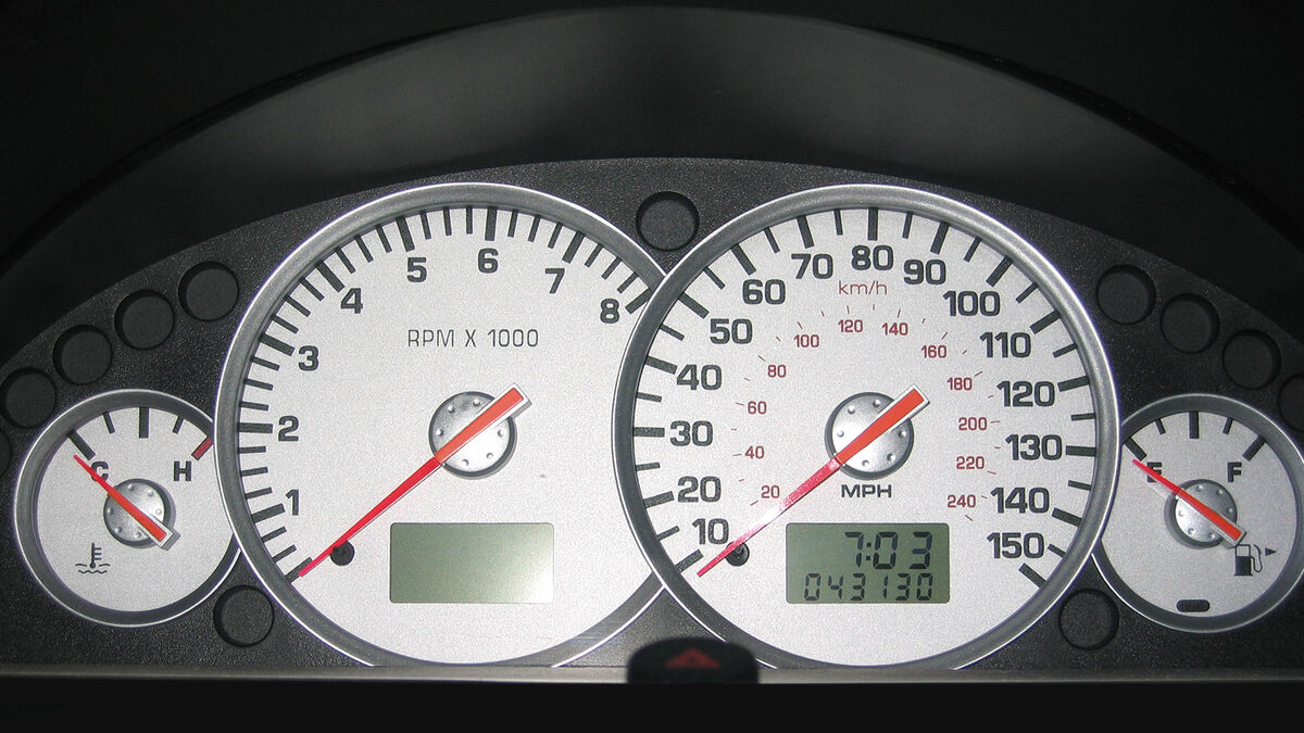 measurement gauge on car dashboard