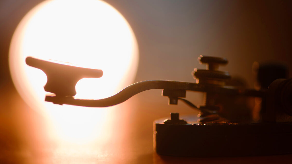 Closeup of telegraph machine