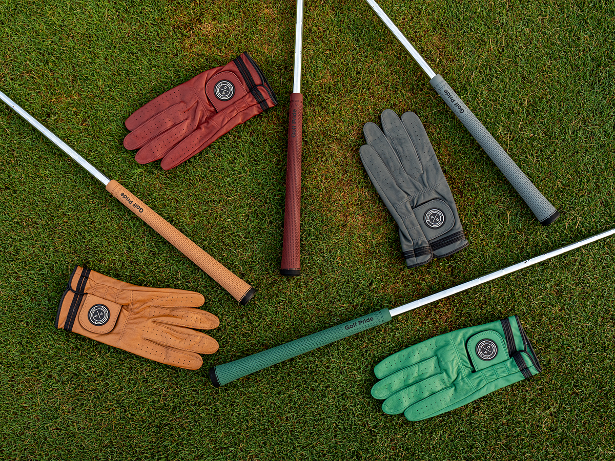 Grips and gloves in each available color in the Asher/Golf Pride collaboration