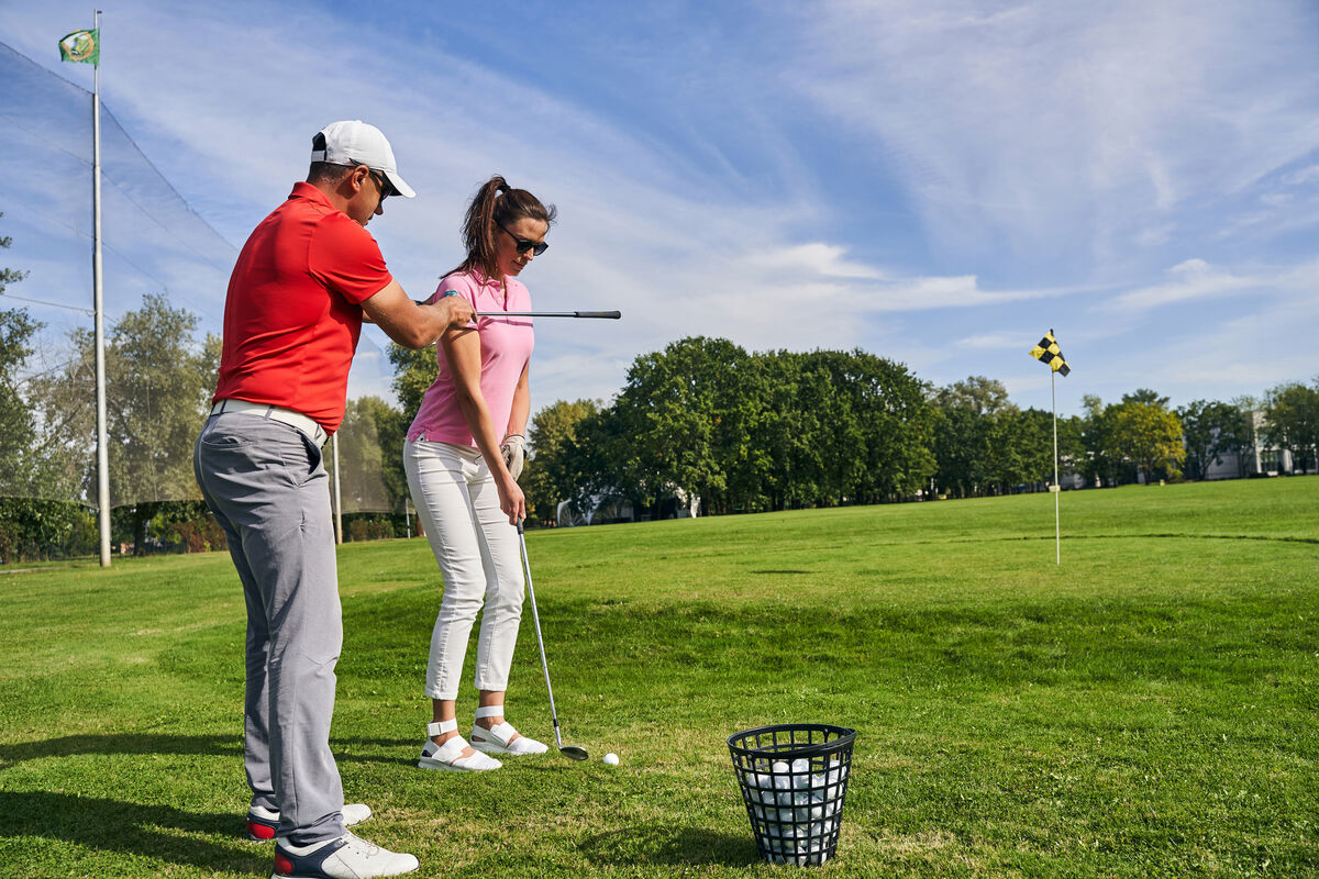 Golfer learning perfect alignment