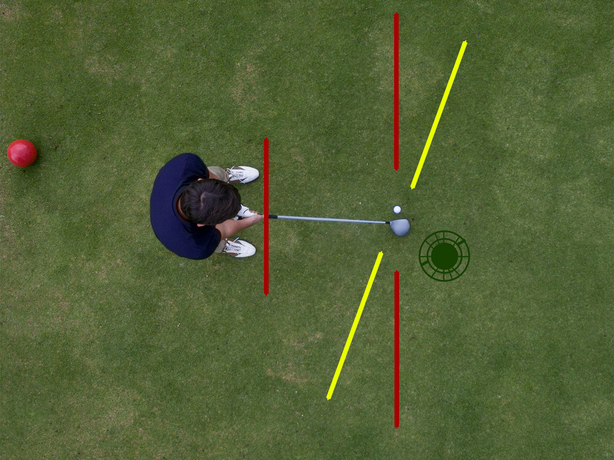 Golfer hitting driver with the Three P's Drill