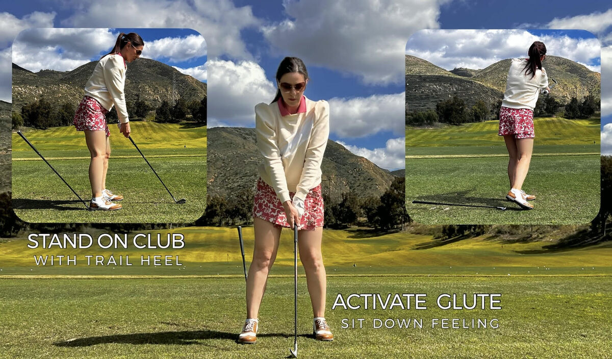 Stop blocking golf shots with this drill using a wedge under your trail heel