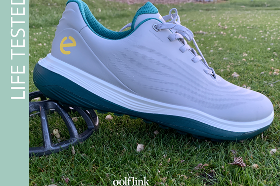 ECCO LT1 golf shoe pictured on a golf course