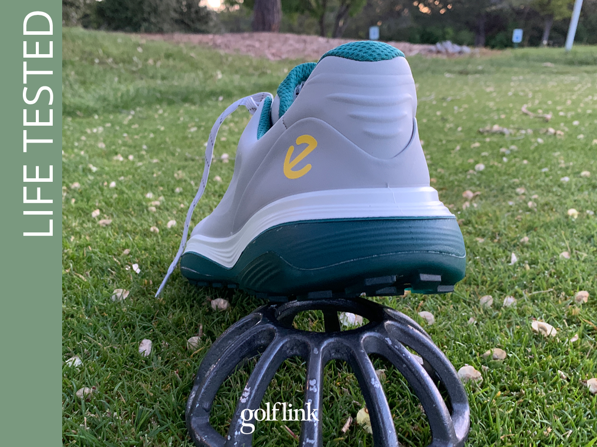 Heel view of the ECCO LT1 golf shoe