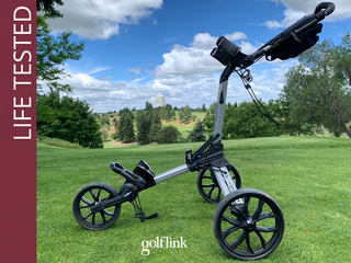 Bag Boy Nitron push cart during GolfLink testing