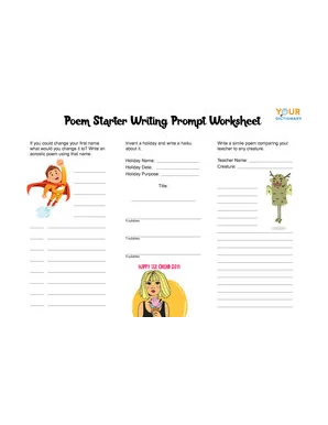 poem starter writing prompt worksheet