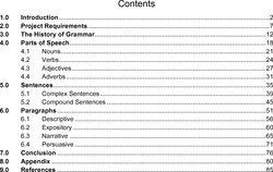 Table of Contents Examples