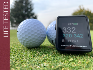 Shot Scope H4 handheld GPS during GolfLink testing