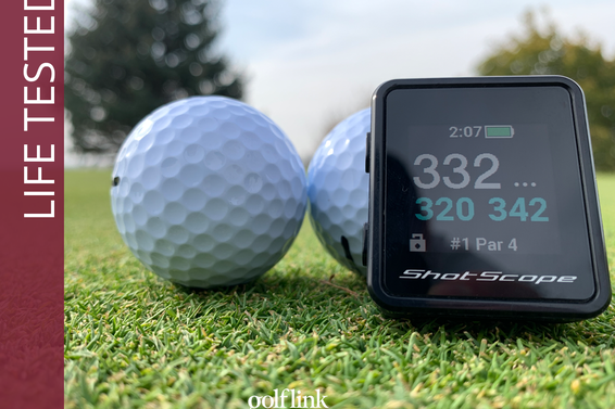 Shot Scope H4 handheld GPS during GolfLink testing