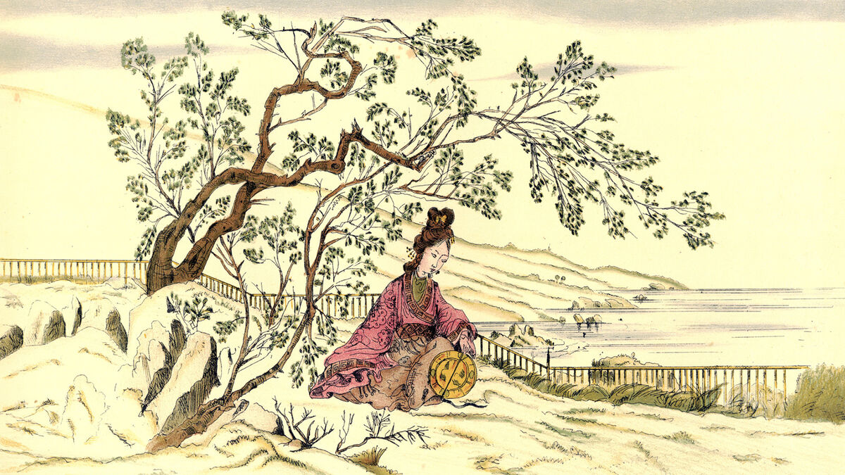 Chinese woman under tree speaks extinct Asian language
