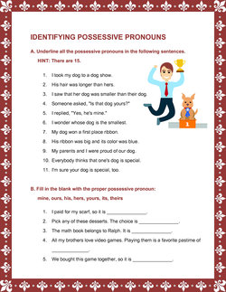 identifying possessive pronouns worksheet