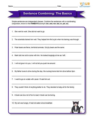 sentence combining: the basics worksheet