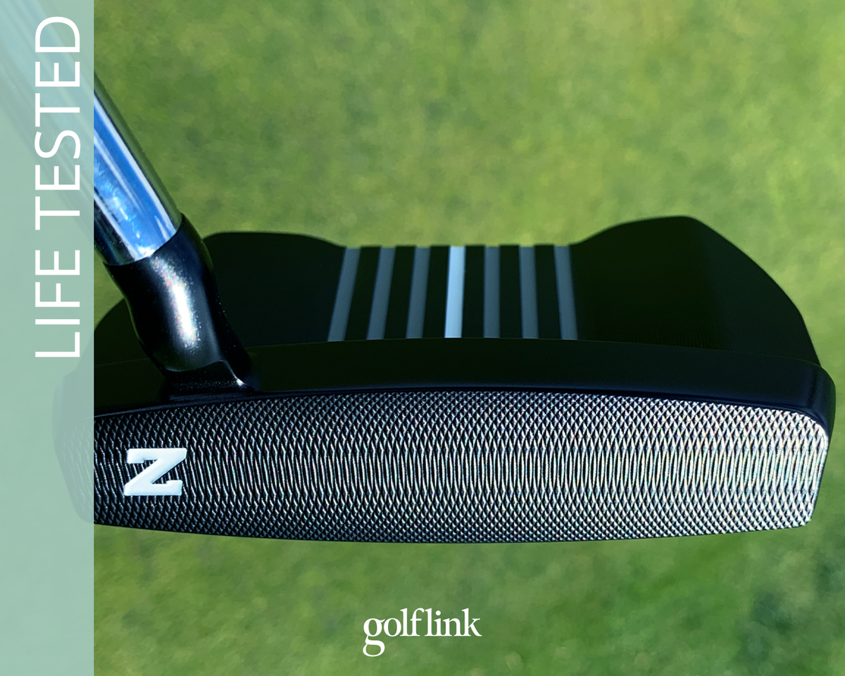 Zebra Milled Series 001 putter face-on during GolfLink testing