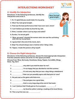 interjections worksheet questions