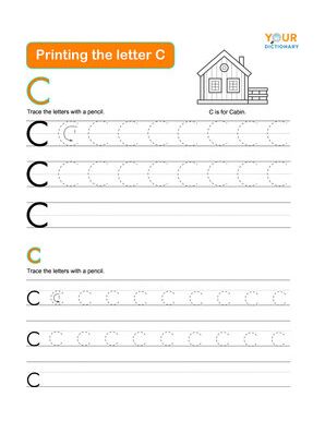 printing the letter C practice worksheet