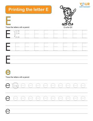 tracing the letter e practice worksheet