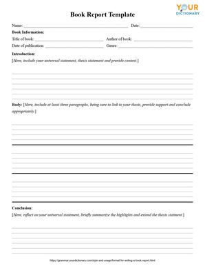 book report template