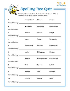 spelling bee quiz for grades 3-5