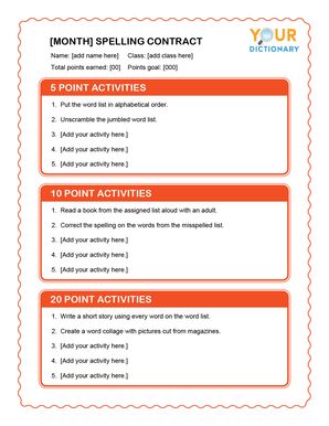 spelling contract fillable form