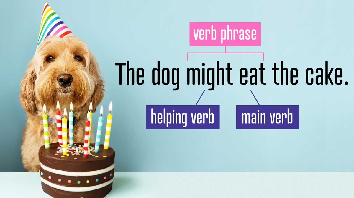 verb phrase with helping and main verb diagram