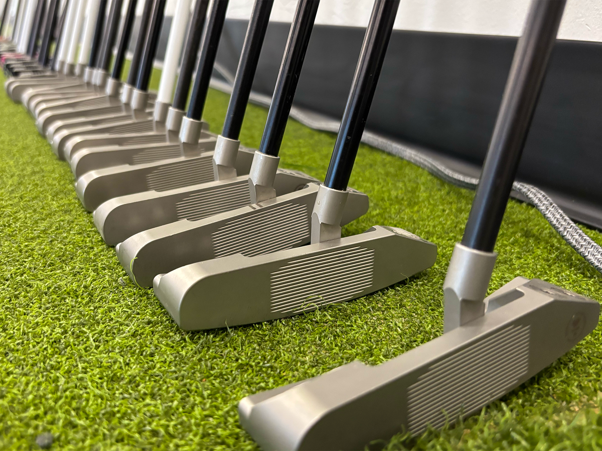 Row of L.A.B. Link.1 putters at L.A.B. Golf HQ