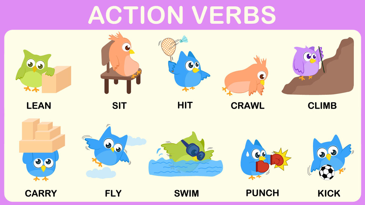 examples of action verbs for word games