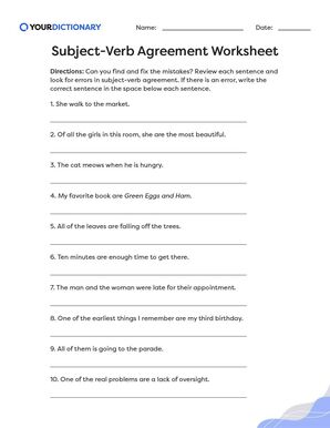 difficult subject-verb agreement worksheet