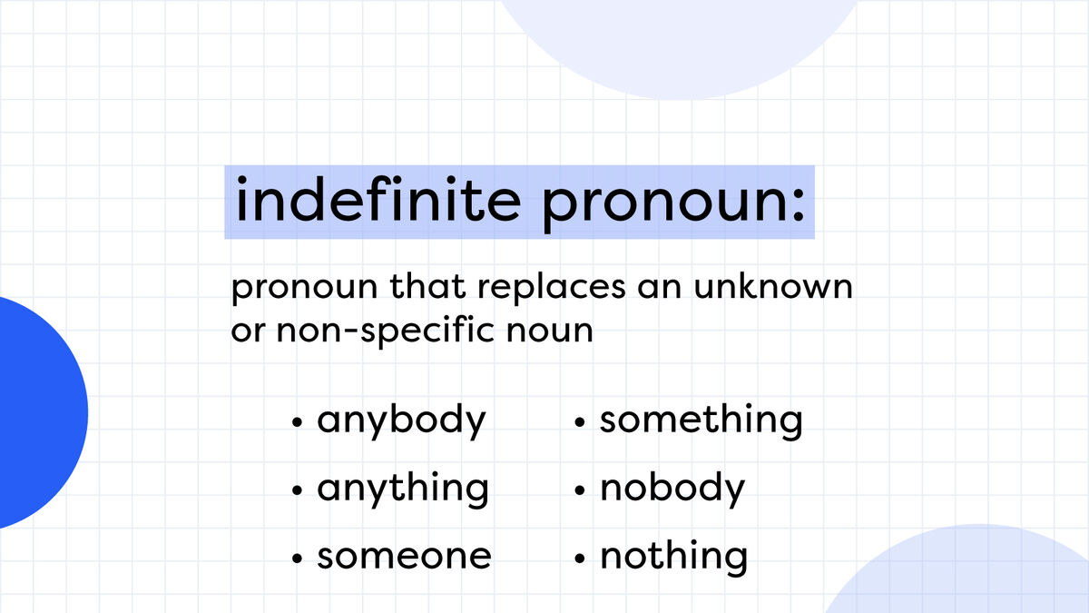 indefinite pronoun chart