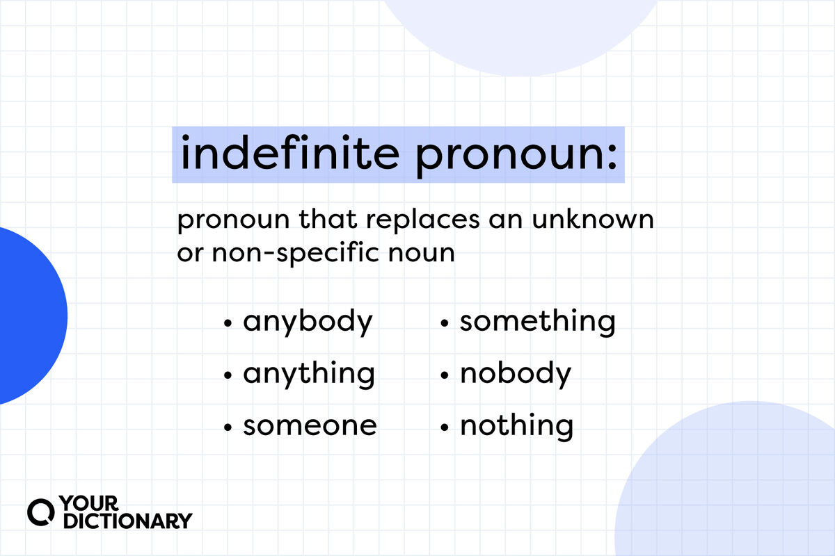 indefinite pronoun definition and example list