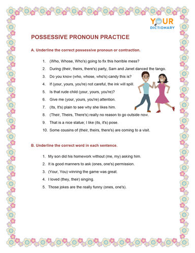 possessive pronouns practice worksheet