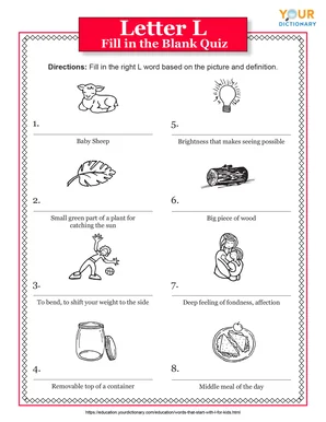 letter l fill in the blank quiz