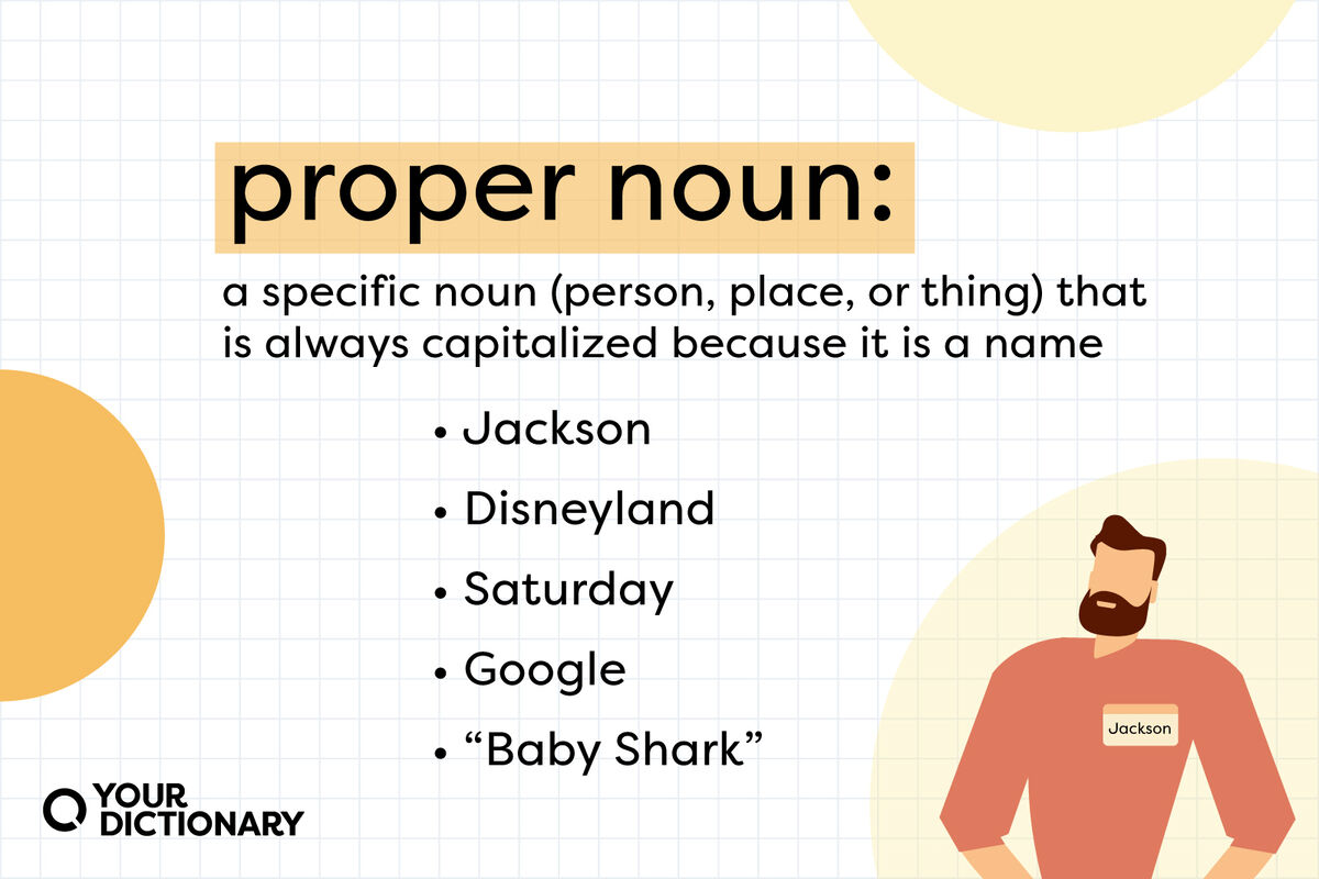 definition of "proper noun" with list of five examples from the article