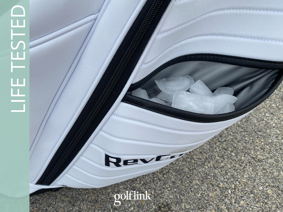 CaddyDaddy RevCore Lux LT golf bag during GolfLink testing