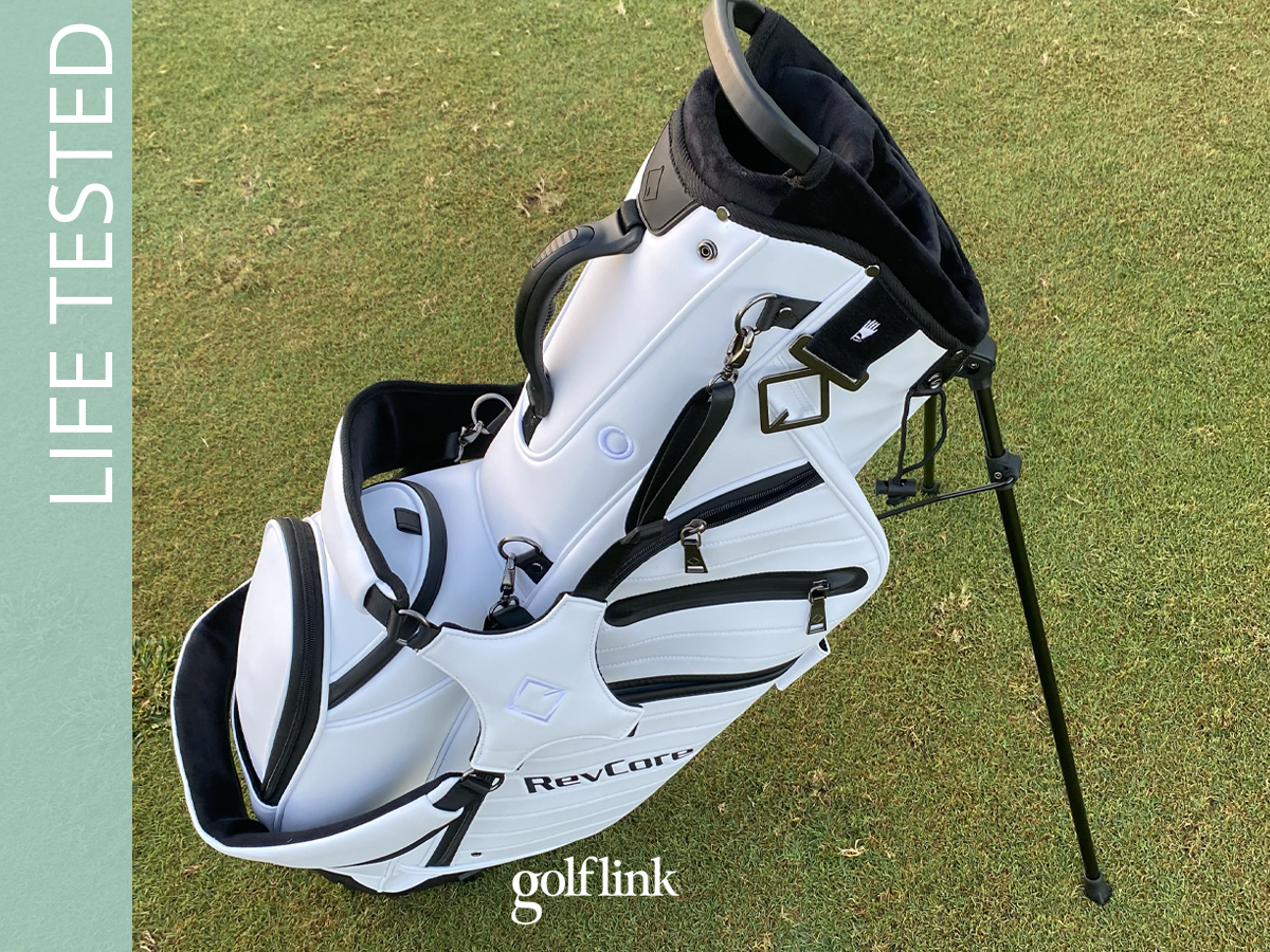CaddyDaddy RevCore Lux LT golf bag during GolfLink testing