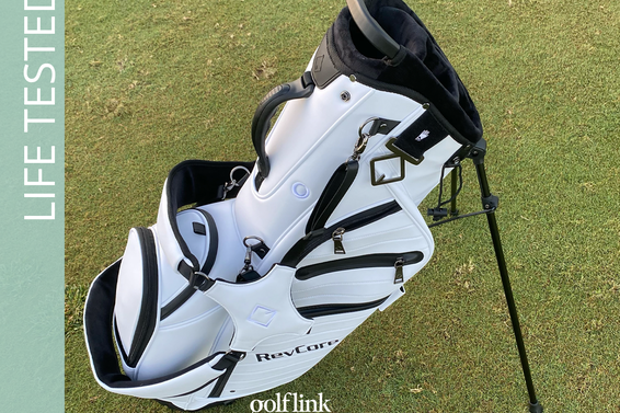 CaddyDaddy RevCore Lux LT golf bag during GolfLink testing