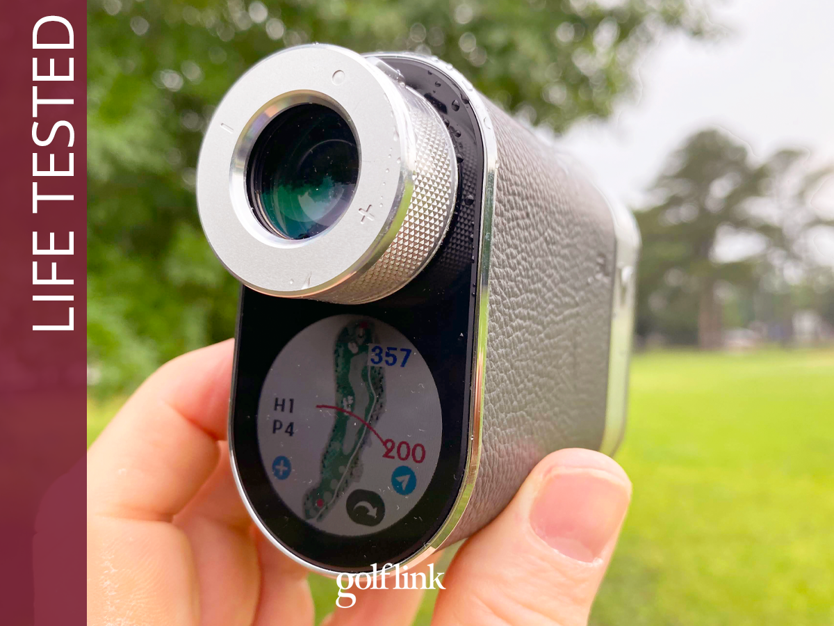 Voice Caddie SL3 Hybrid rangefinder during GolfLink testing