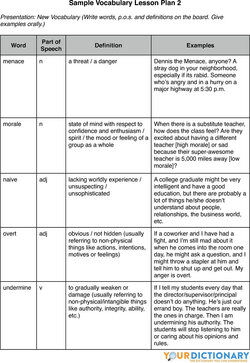 Building Vocabulary Lesson Plans For Esl Students