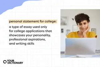 definition of "personal statement for college" from the article explanations