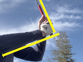 Example of a golf downswing with strong angles