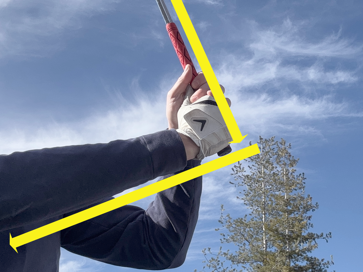Example of a golf downswing with strong angles