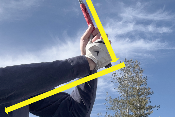 Example of a golf downswing with strong angles