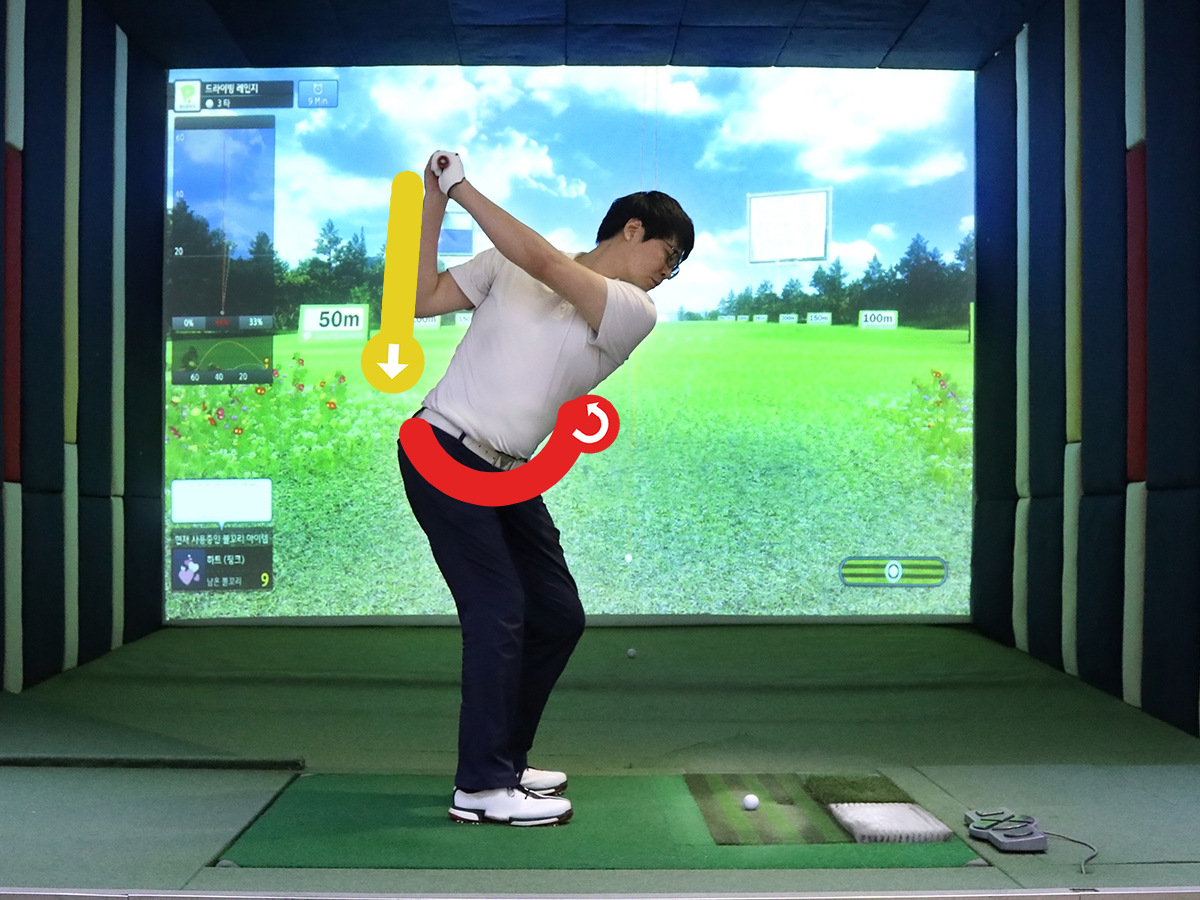 Proper downswing sequence for on-plane swing