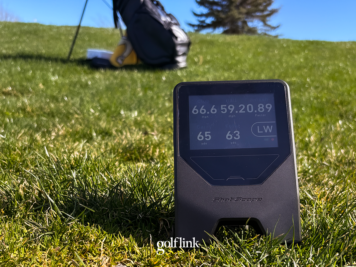 Shot Scope LM1 launch monitor during GolfLink testing