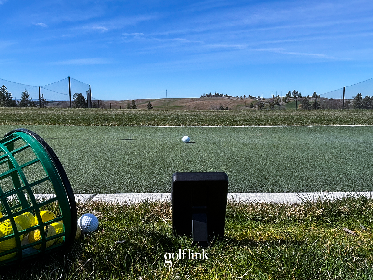 Shot Scope LM1 launch monitor during GolfLink testing