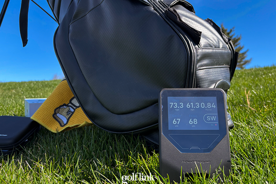Shot Scope LM1 launch monitor during GolfLink testing
