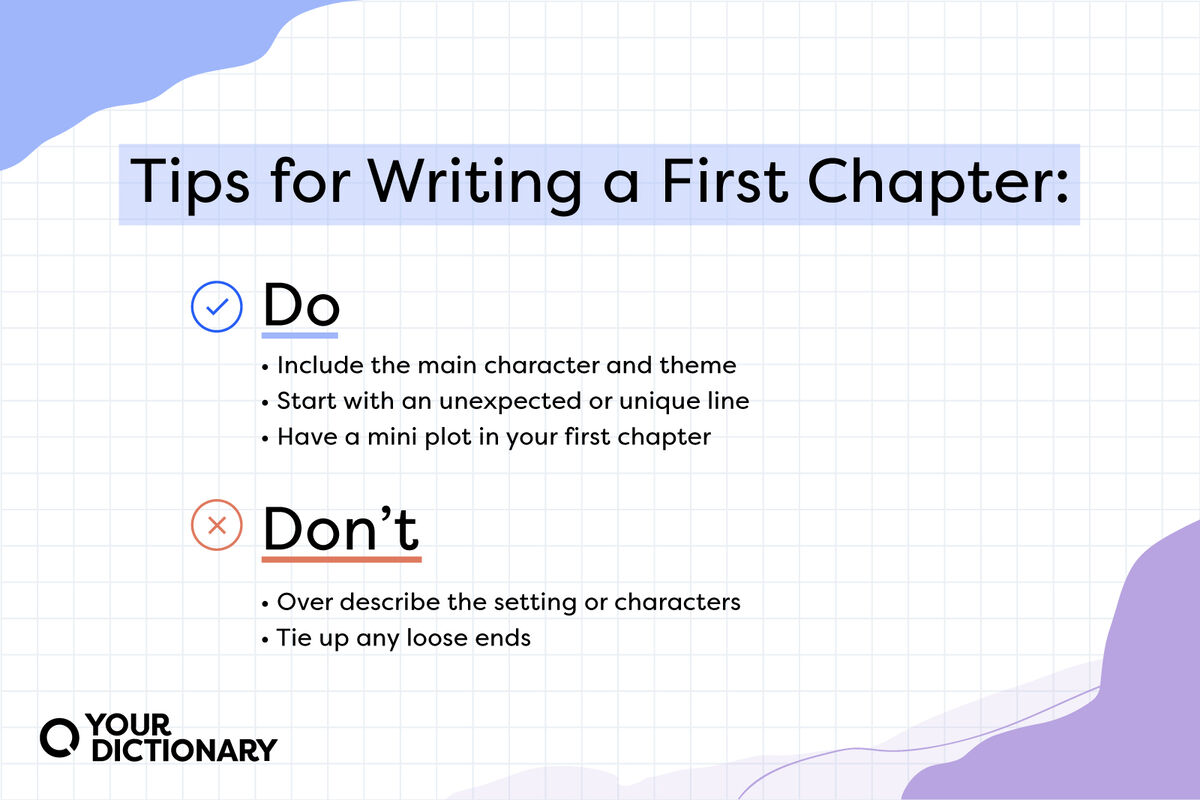 Dos and don'ts from article on how to write a first chapter of a book