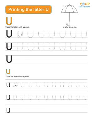 tracing the letter u practice worksheet