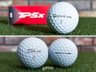 TaylorMade TP5x vs. Titleist Pro V1x during GolfLink testing